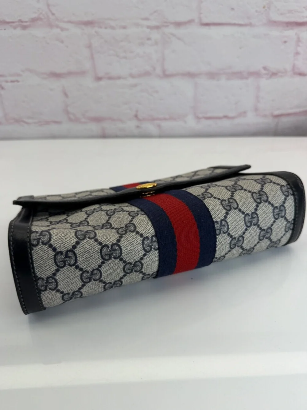 Gucci Vintage Sherry Line Web Monogram Canvas Clutch Pouch